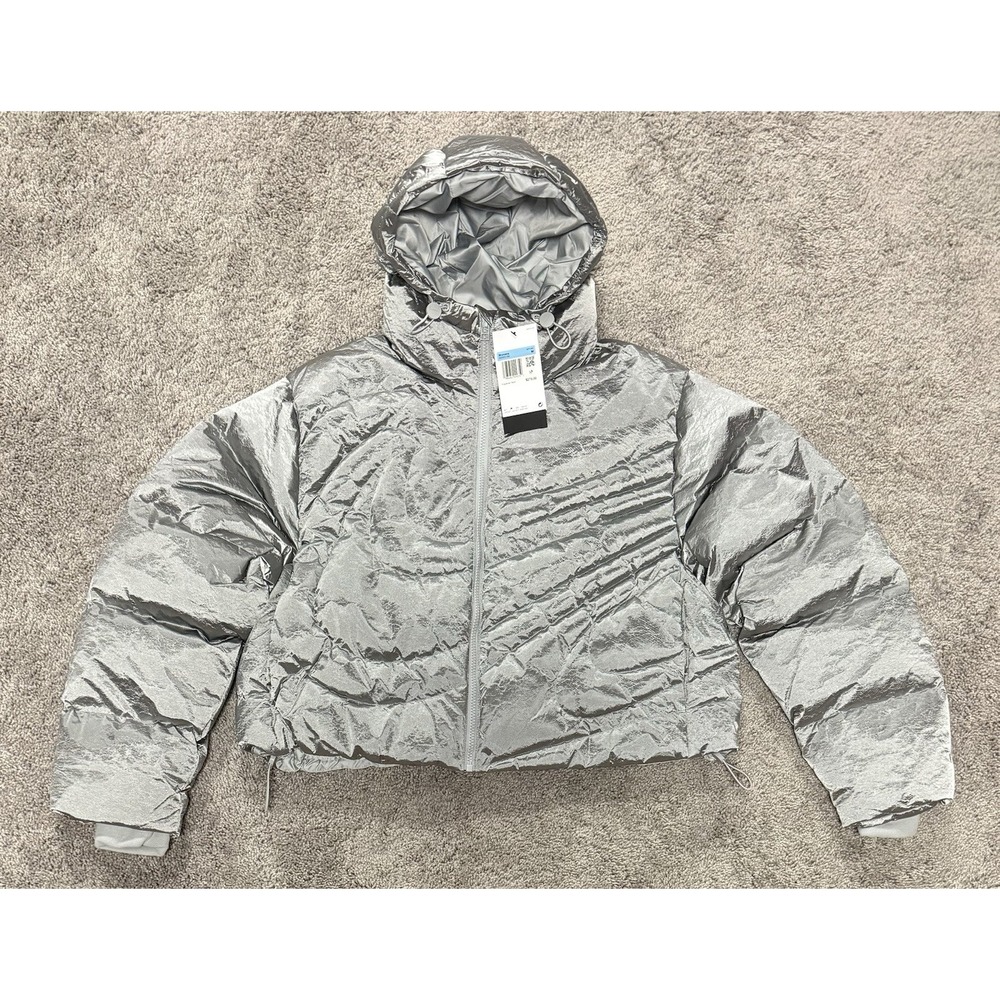Nike Therma-FIT Oversized Down Puffer Jacket Silver IB2003-095 Women Size M NEW